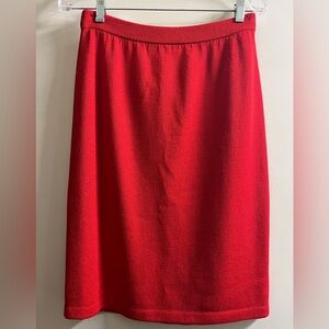 St. John Red Santana Knit Wool Rayon Women's Skirt 8